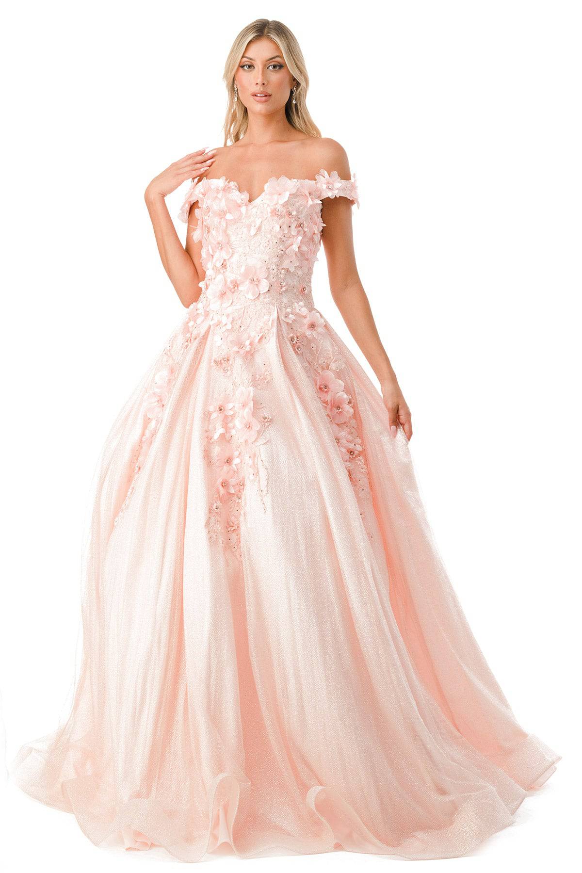 Aspeed L2501 Off Shoulder Floral Ball Gown - NORMA REED