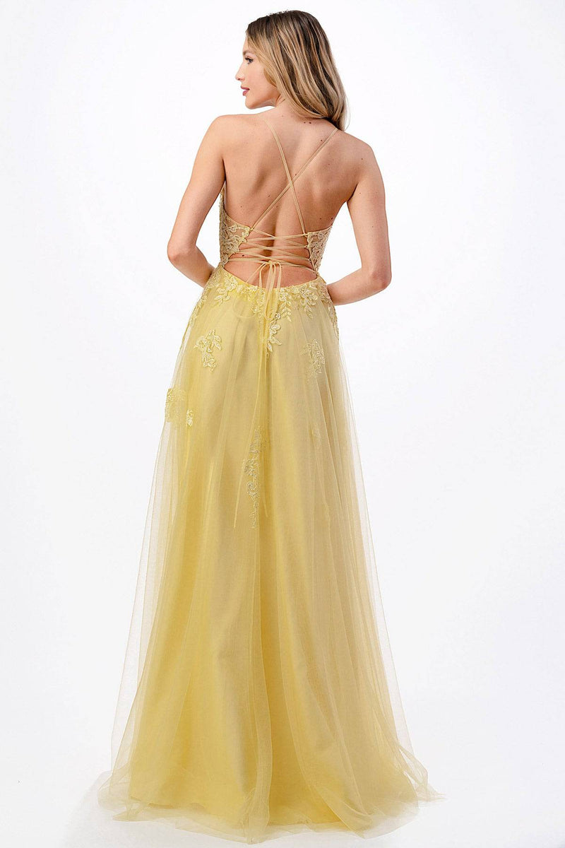 Aspeed Design L2657 Lace Embroidered Tulle Yellow Corset Dress - NORMA REED