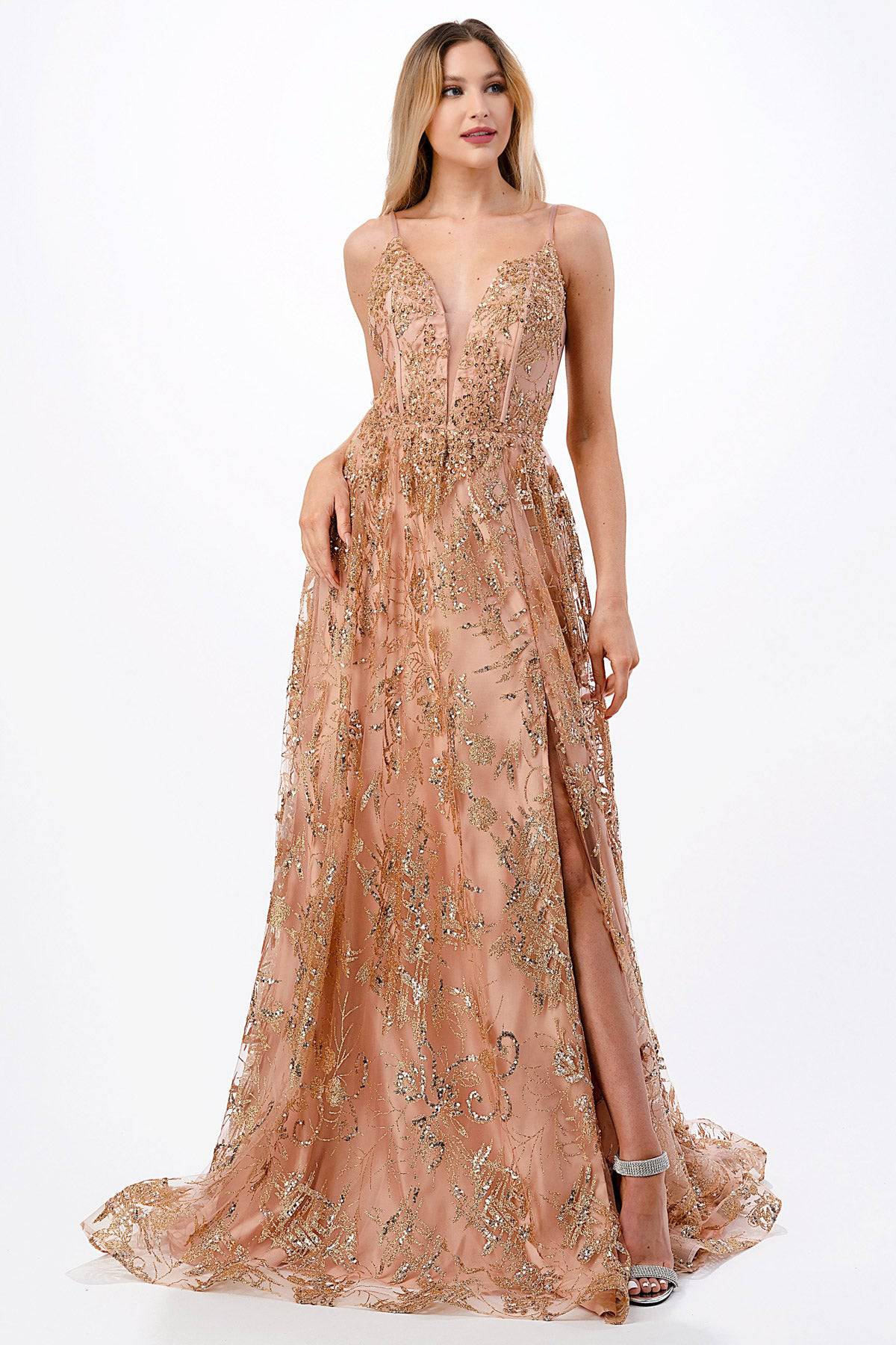 Aspeed Design L2664 Sparkling Rose Gold Sequin Gown - NORMA REED