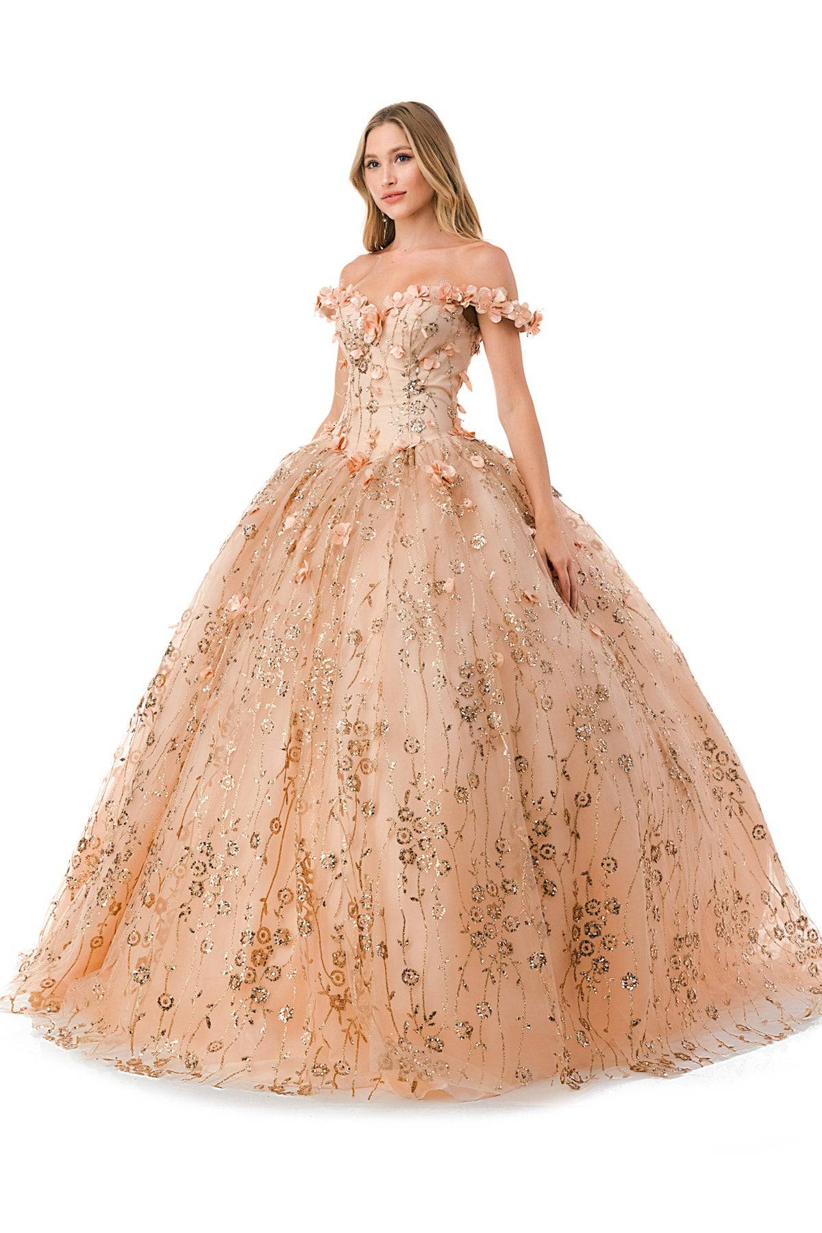 Aspeed L2766A Gorgeous Rose Gold Floral Inspired Quinceanera Dress - NORMA REED