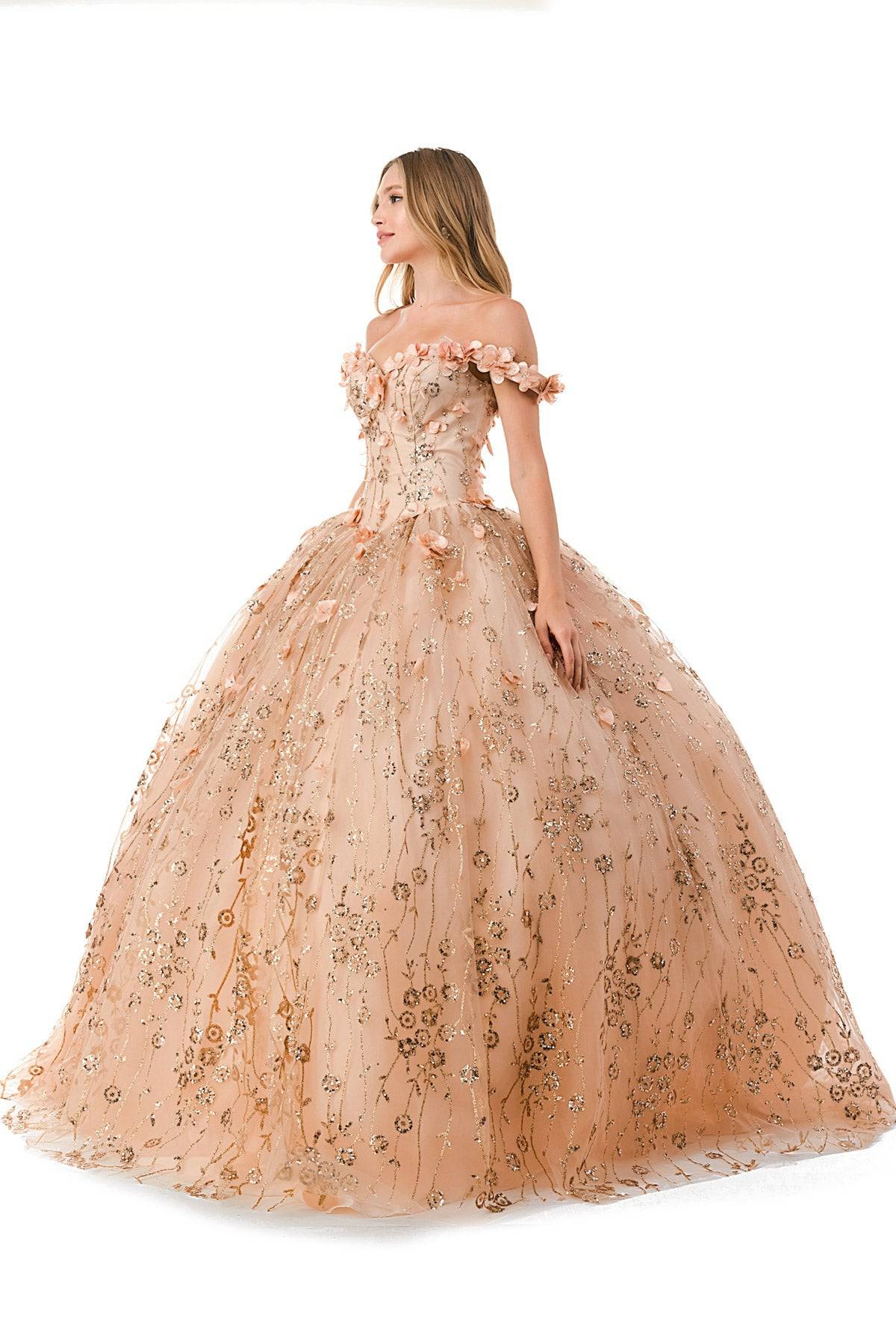 Aspeed L2766A Gorgeous Rose Gold Floral Inspired Ball Gown - NORMA REED