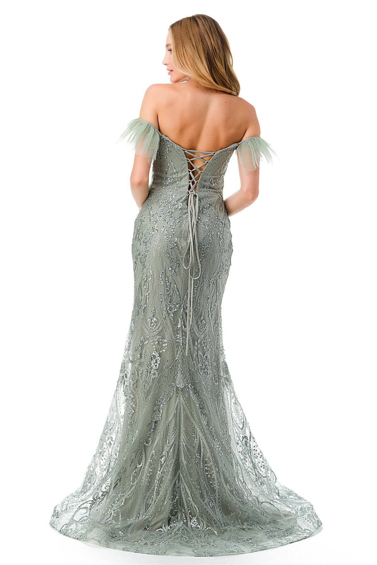 Aspeed Design L2786F Off Shoulder Sequin Mermaid Dress - NORMA REED