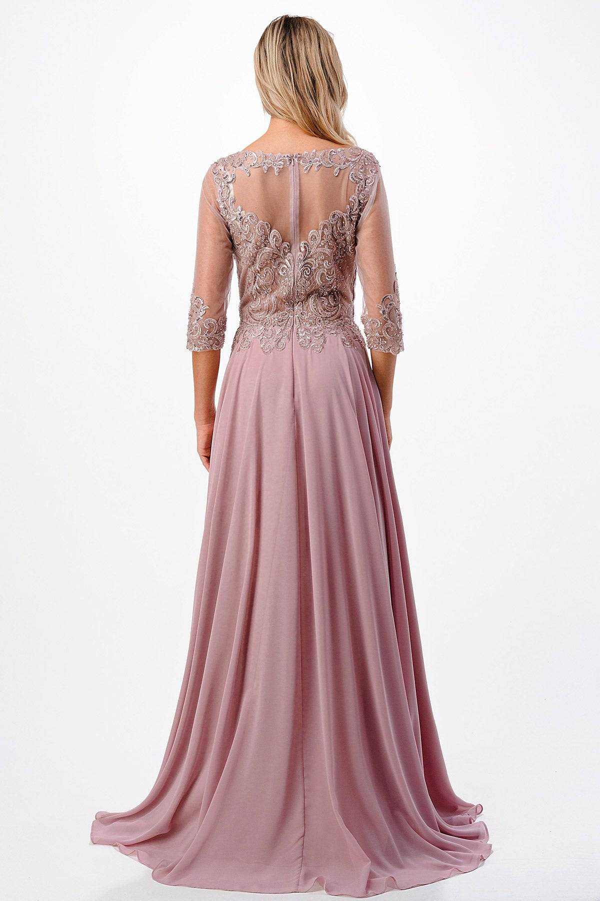 Aspeed M2722 Half Sleeve Lace & Sequin Chiffon Dress - NORMA REED