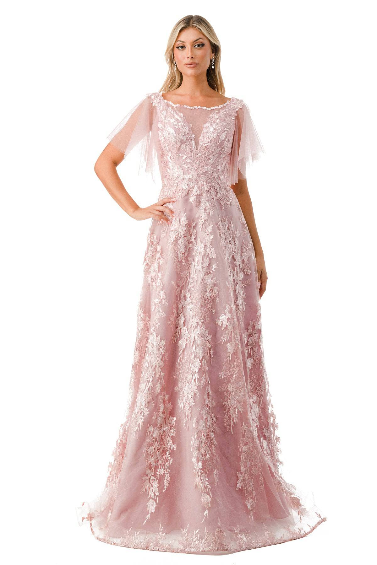 Aspeed M2818M Shimmering Mauve Floral Gown - NORMA REED