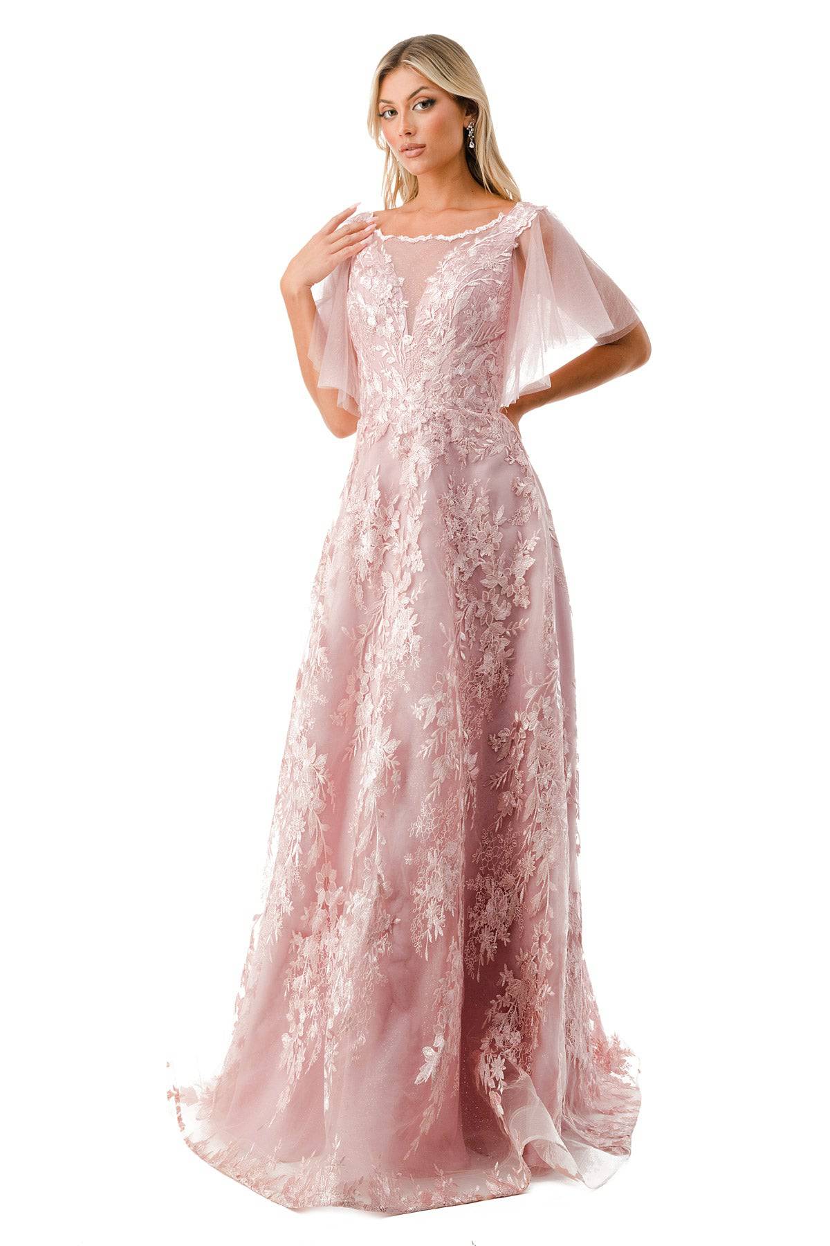 Aspeed M2818M Shimmering Mauve Floral Gown - NORMA REED
