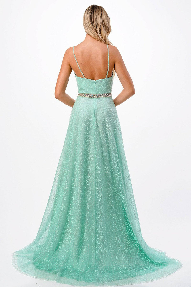 Aspeed P2105 Sparkling A Line Dress with Crystal Stone Belt - NORMA REED