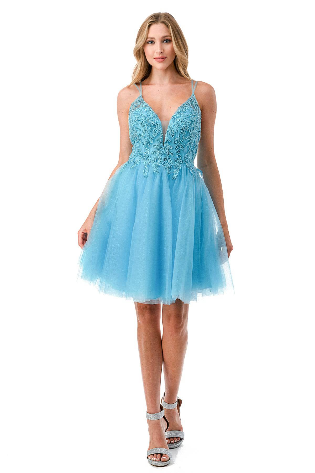 Aspeed S2648 Short Dress with Lace & Sequin Embroidery & Tulle Skirt - NORMA REED