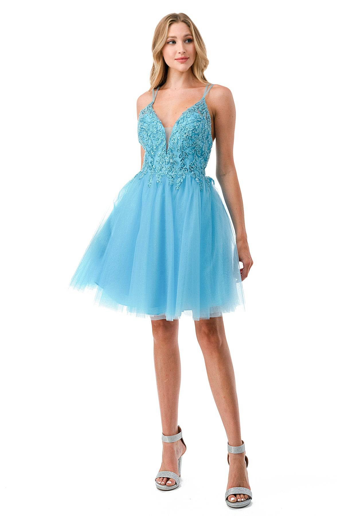 Aspeed S2648 Short Dress with Lace & Sequin Embroidery & Tulle Skirt - NORMA REED