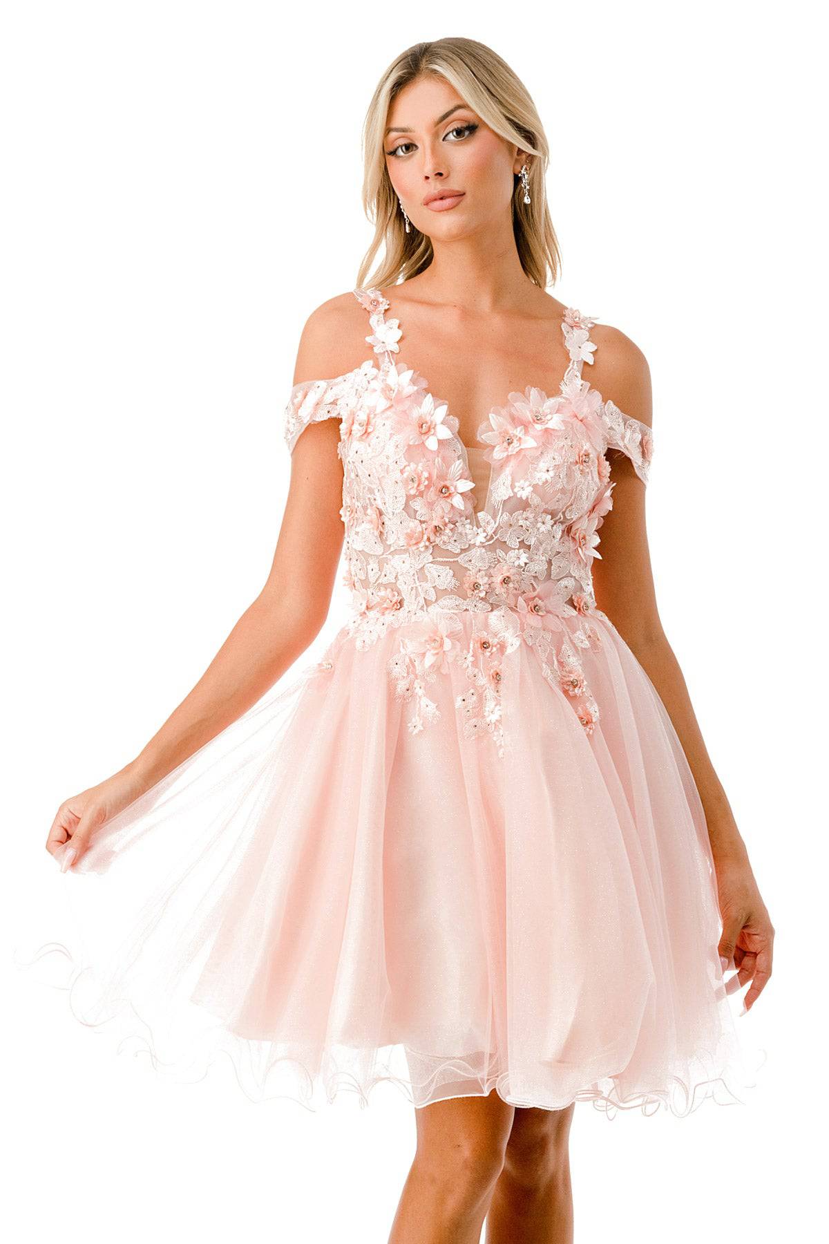 Aspeed S2713 Short Dress with Floral Embroidery & Tulle Skirt - NORMA REED