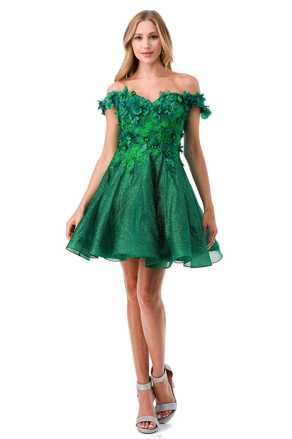 Aspeed S2721 Hunter Green Off Shoulder Short Dress | 4 Colors - NORMA REED