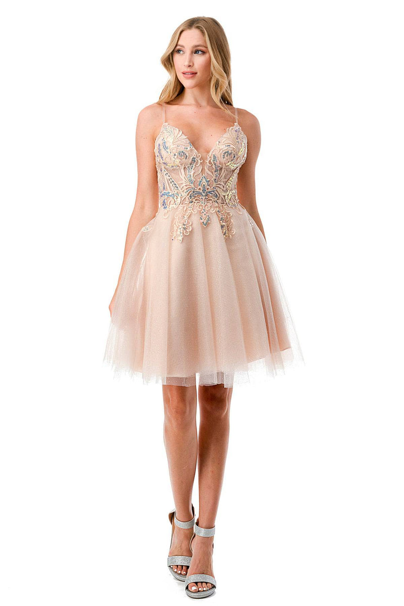 Aspeed S2740M Short Champagne Butterfly Dress - NORMA REED