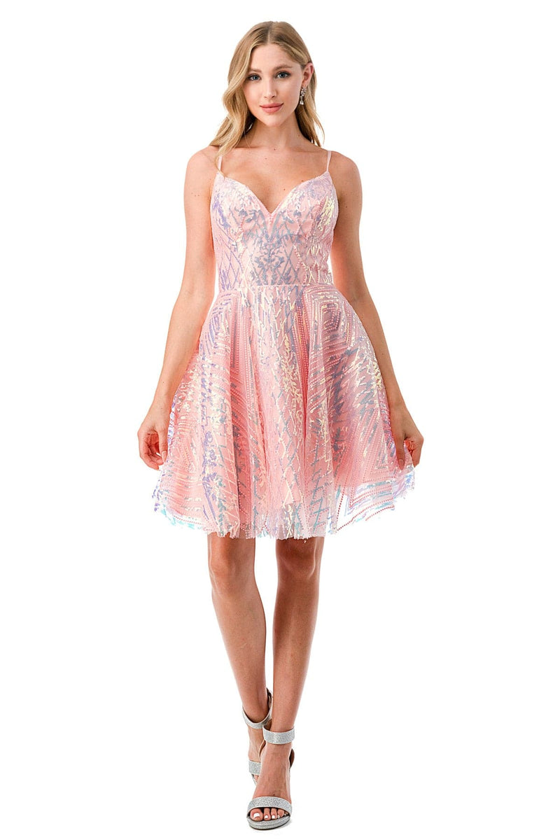 Aspeed S2743M Short Dress with Blue Ice Sequin | 2 Colors Lilac & Pink - NORMA REED