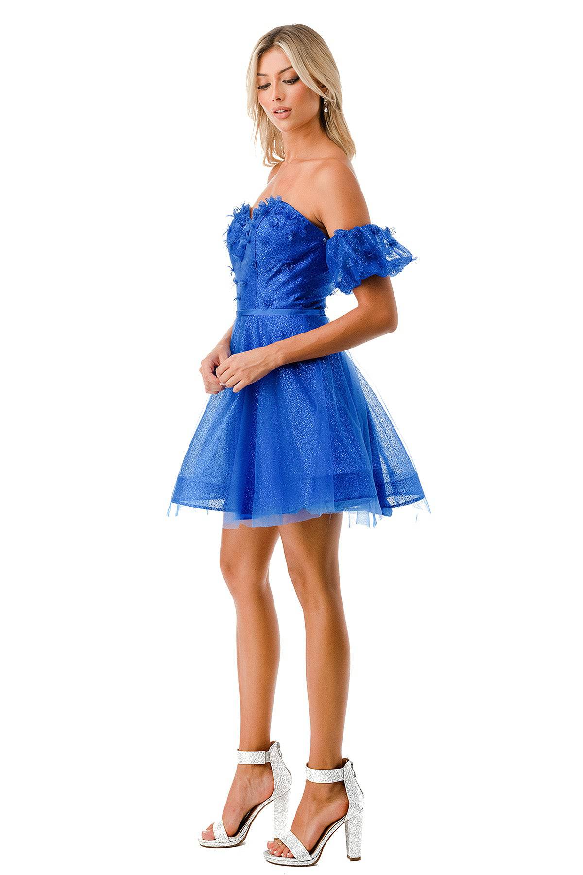 All About Dancing Royal Blue Halter Ruffled Mini Dress