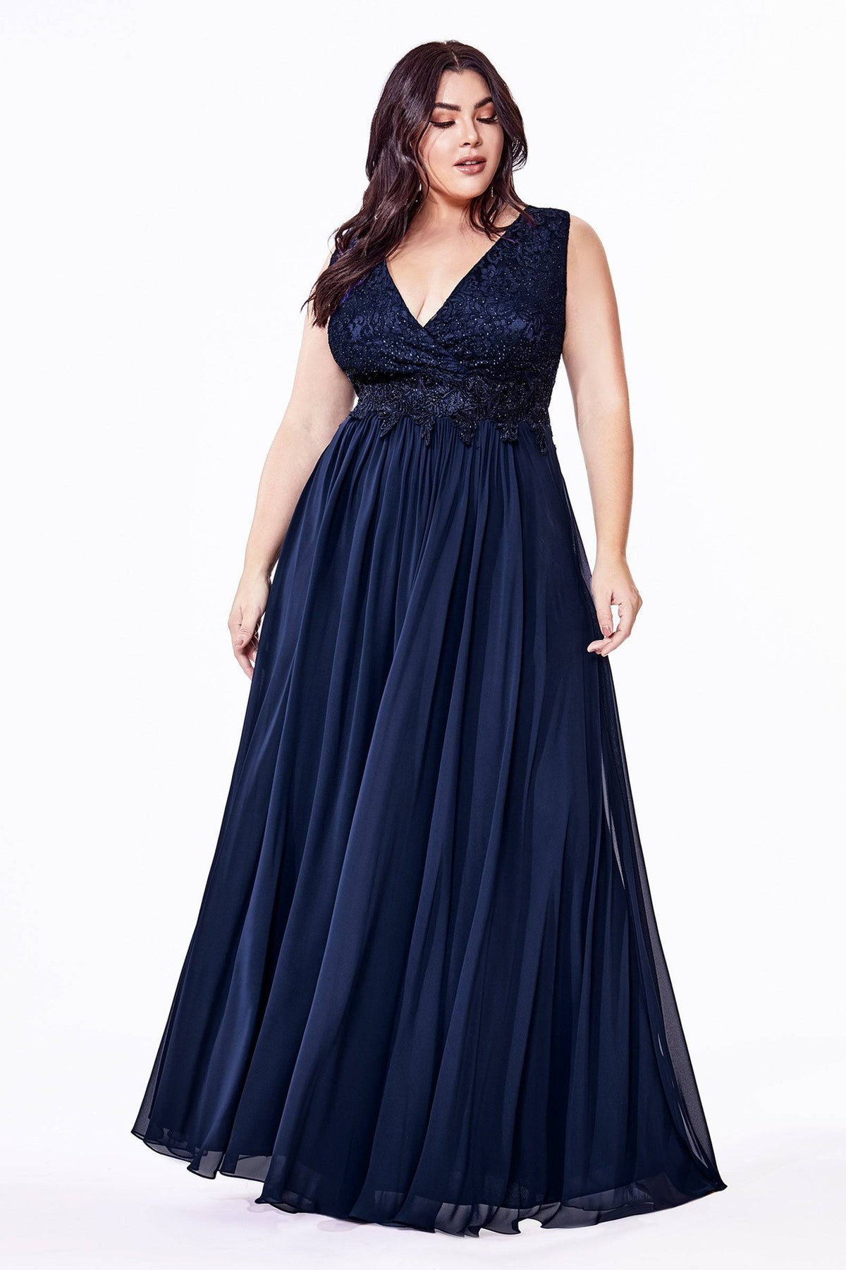 Opulent Plus Size Gown with Embroidered Bodice and Long Skirt #CDS7201 - NORMA REED