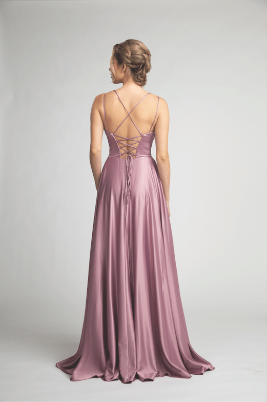 Showstopping Satin Long Gown with Sultry Leg Slit and Pockets #FA05102 - NORMA REED