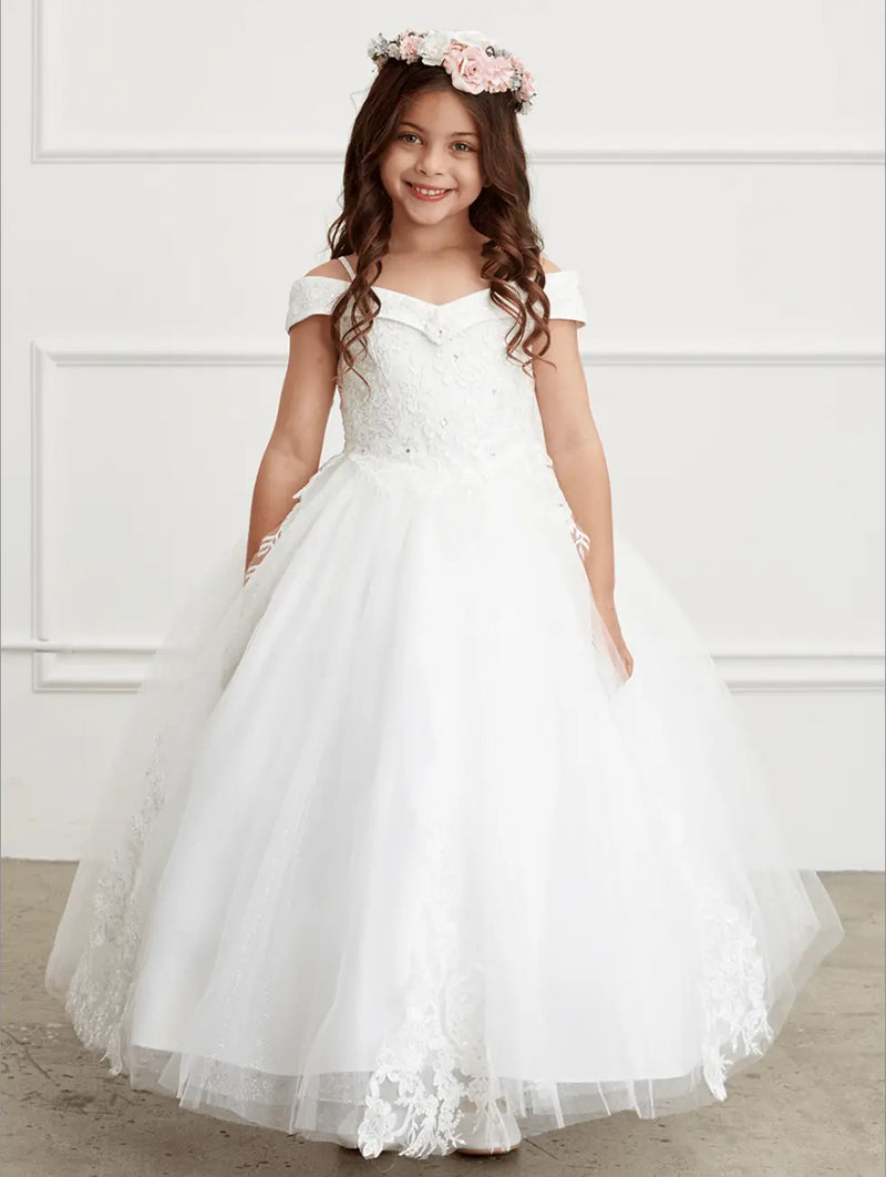 a line dress with sleeves Elegant A-line Off the Shoulder Lace Wedding Dresses,Ruffled Sleeves W Musebridals