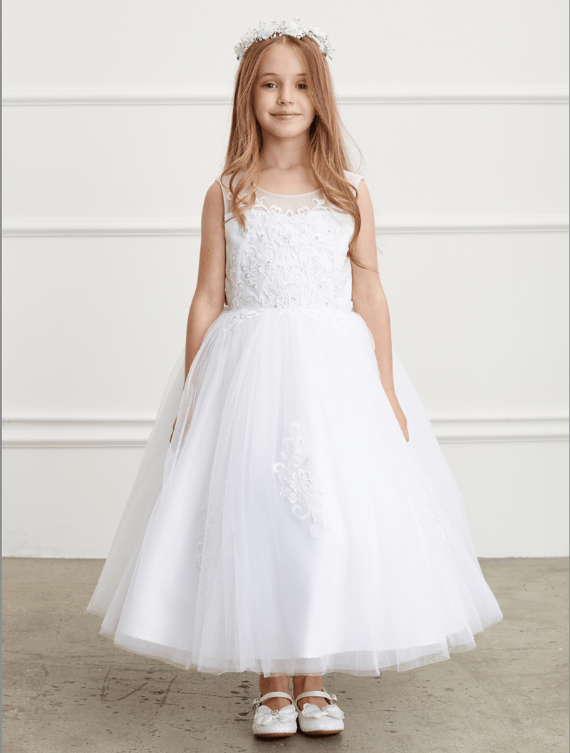 Kids Illusion Sweetheart Neckline Dress #TK5818 | Norma Reed - NORMA REED