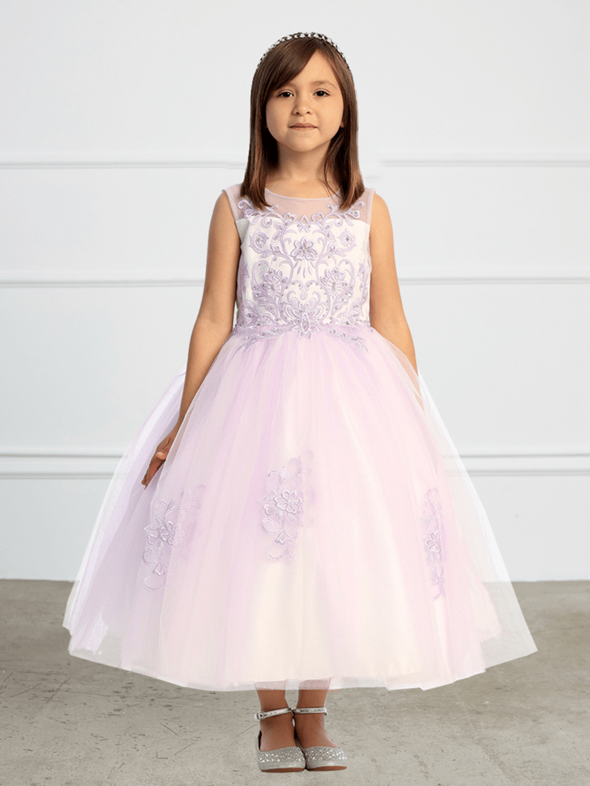 Kids Illusion Sweetheart Neckline Dress #TK5818 | Norma Reed - NORMA REED
