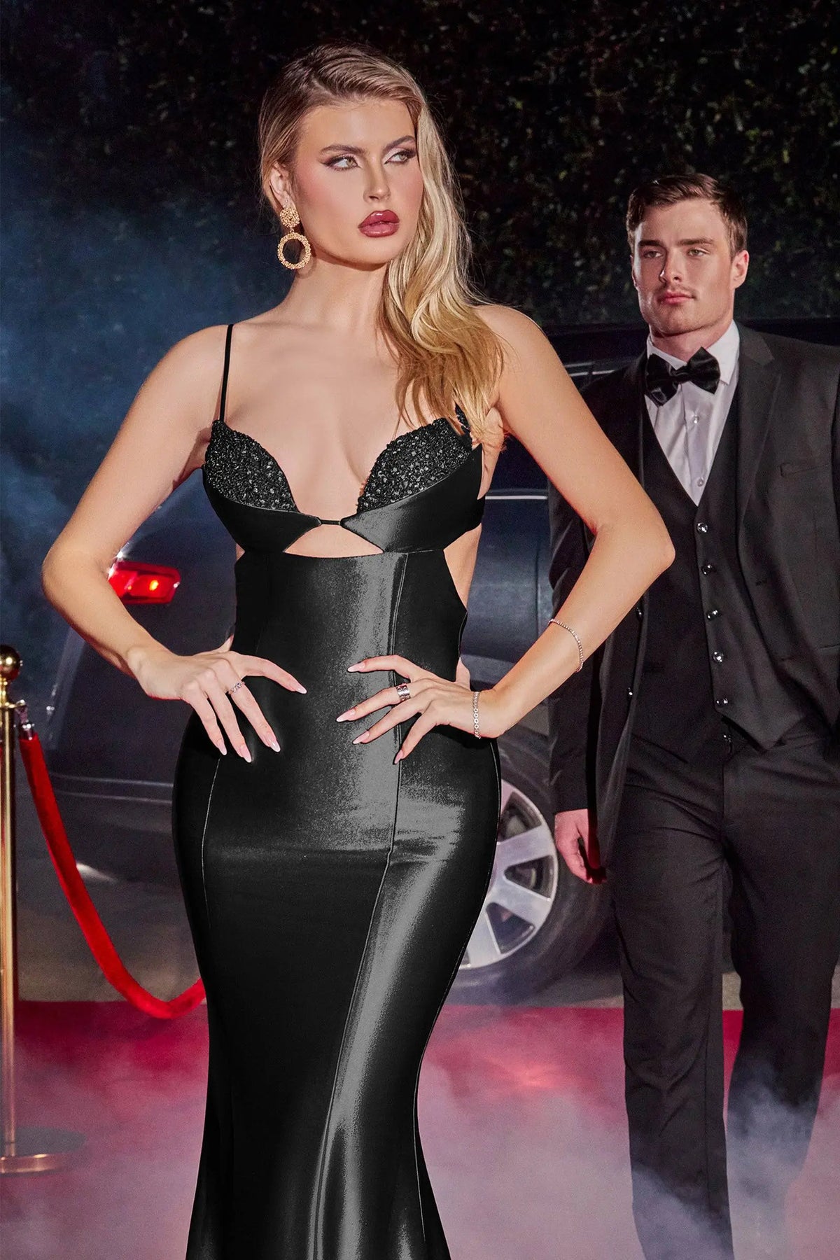 Cinderella Divine Y030 Low Neckline Cut Out Dress