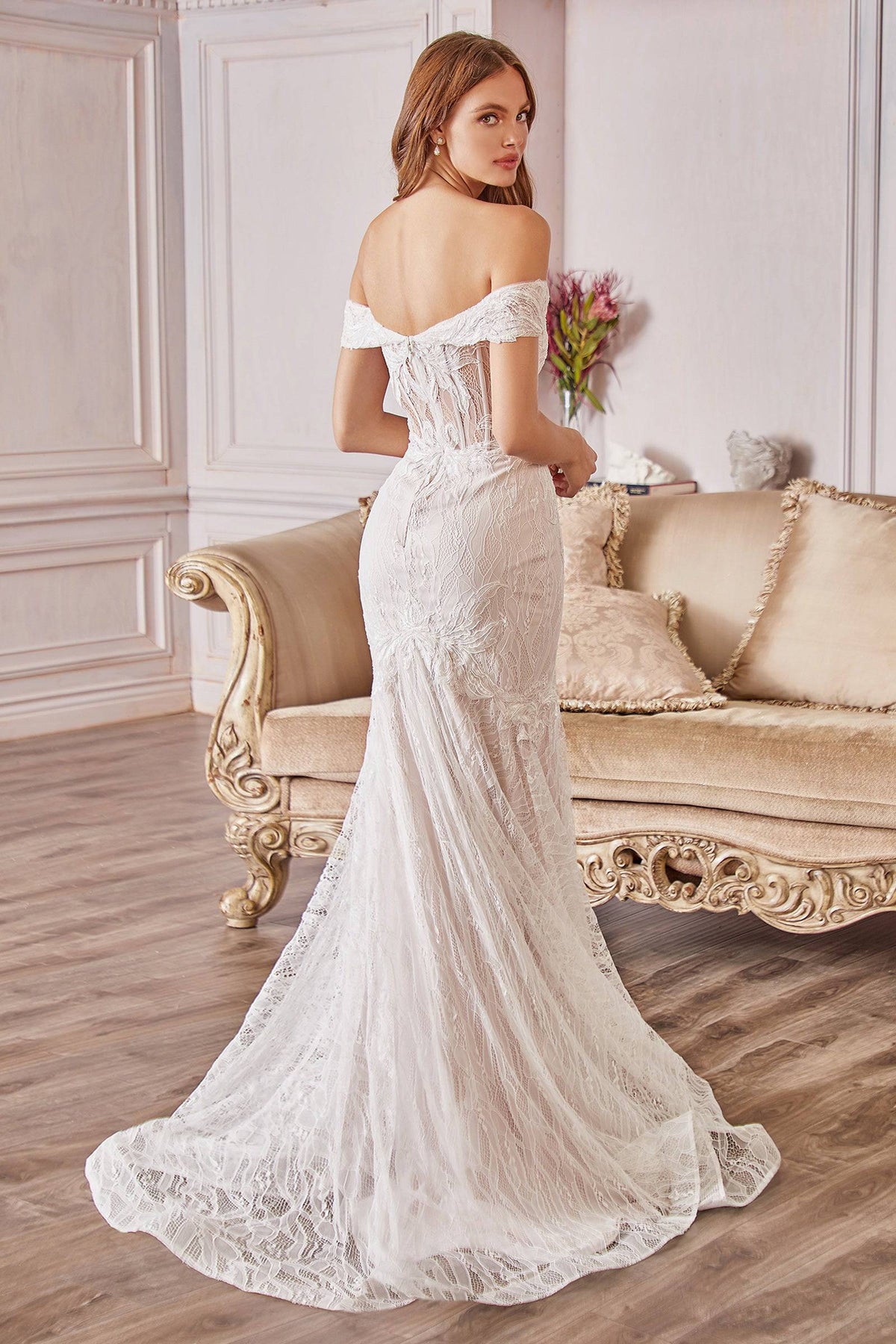 Luxe A0666W Off Shoulder Corset Mermaid Wedding Dress - Norma Reed - NORMA REED