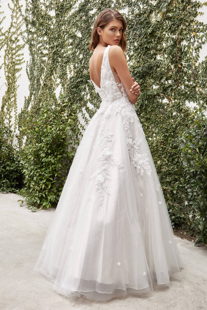 Luxe A1028W French White Layered Wedding Gown with Lace Embroidery - Norma Reed - NORMA REED