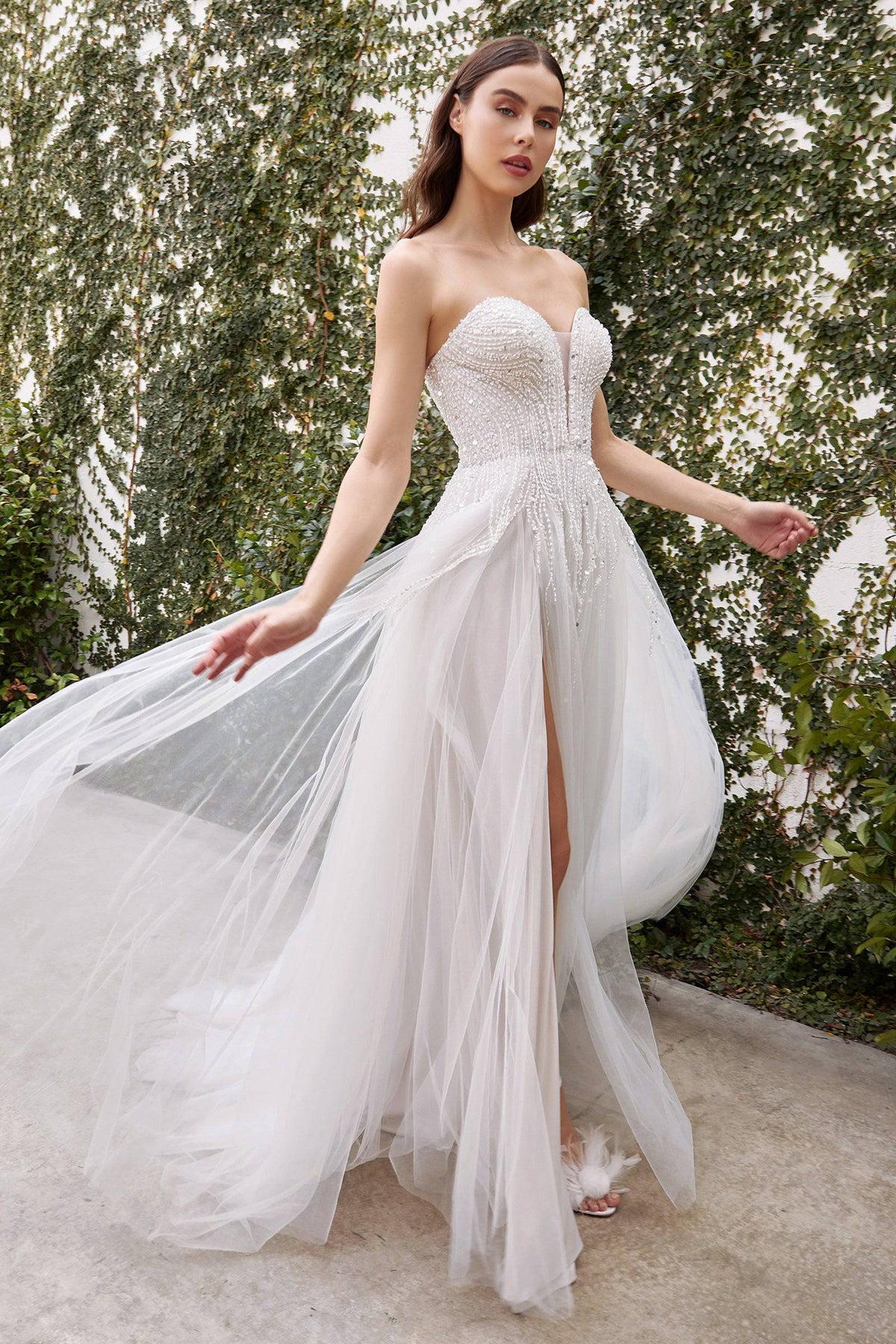Luxe A1071W Sexy Strapless Slit Leg Wedding Dress