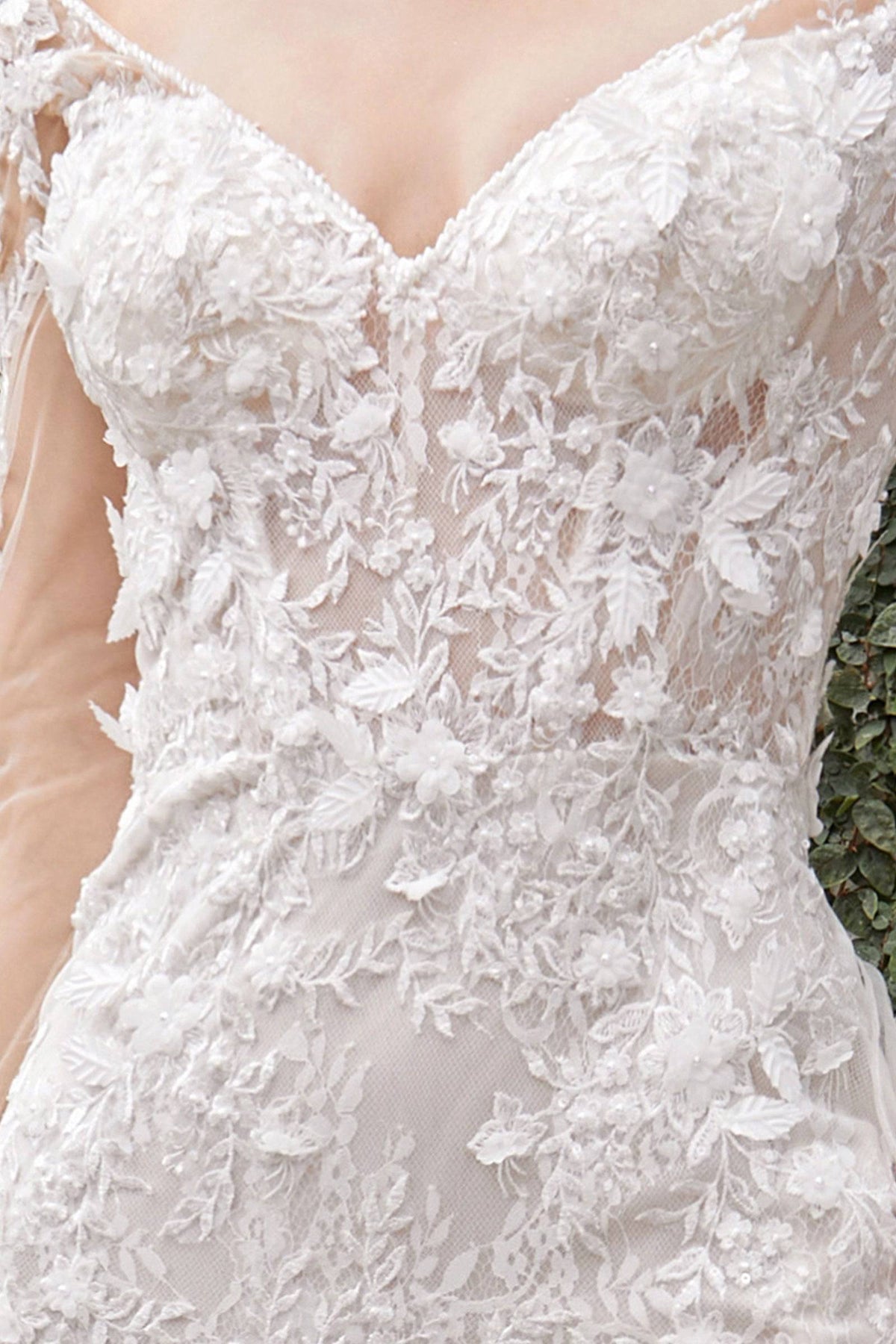 Luxe A1073W Stunning Sheer & Lace Long Sleeve Mermaid Wedding Dress