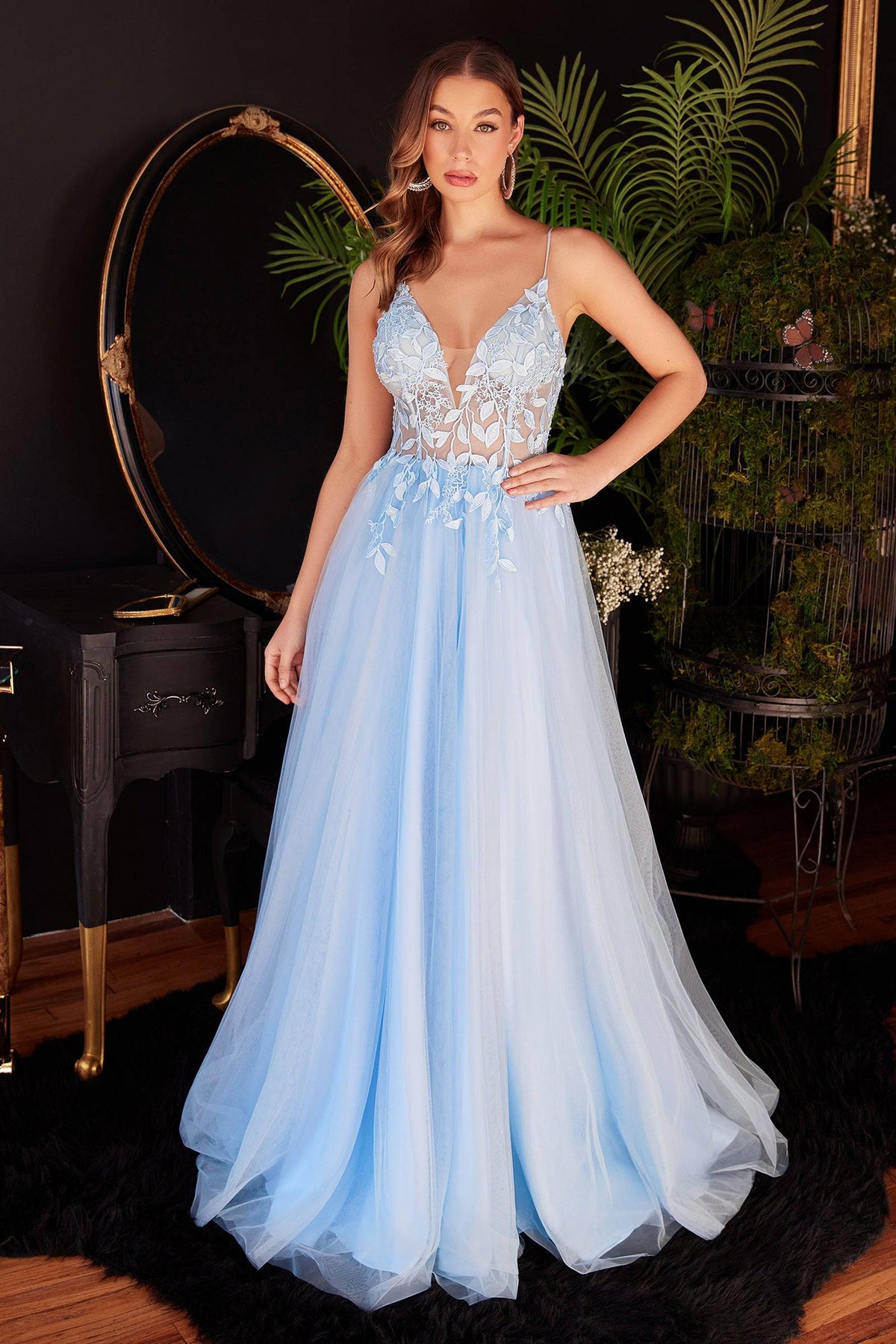 Cinderella Divine CD235 Velvet Corset Dress with High Leg Slit (Sizes 4 -  16)
